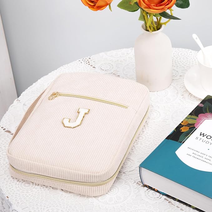 Bible Cover for Women, Initial Personalized Bible Gift - Bible Case for Men - Bible Holder - Bible Bag - Bible Carrier - Bible Carrying Case with Pockets for Bible Study Suppliers, Bible Accessories