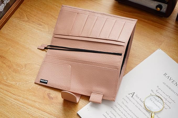 Moterm Leather Cover for Hobonichi Weeks - Fits Hobonichi Weeks/Weeks Mega, with Back Pocket (Pebbled-Dusty Rose)