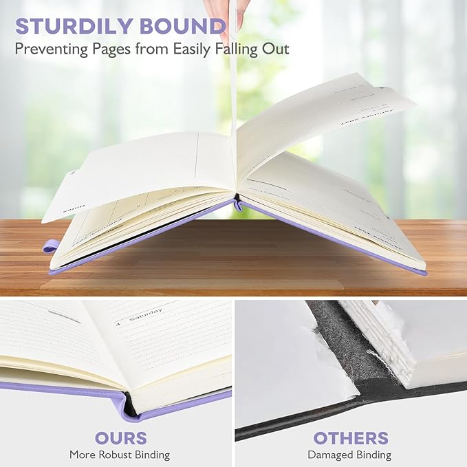 OMEYA Leather Academic Planner 2026-2027: A5 Purple Business Weekly & Monthly Planner for Work, July 2026 – June 2027, 100gsm Thick Paper, Durable Stitched Binding, Tabs, Pen Loop, Pocket