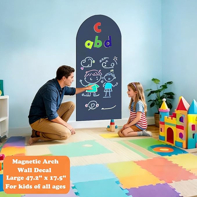 Arch Magnetic Chalkboard Contact Paper for Wall 47.2"x17.5" Self Adhesive Chalk Board Wallpaper for Home School Peel and Stick Chalkboard Magnet Contact Paper Roll Alternative Blackboard Paint