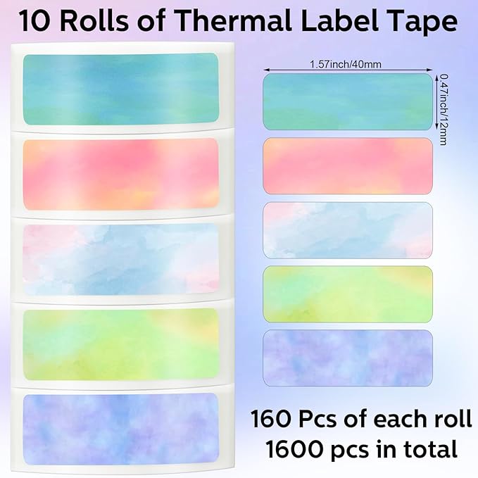 Gersoniel 1600 Pcs Label Tapes Compatible with D30 Label Printer Laminated Labeling Stickers Thermal Labels for Home Office