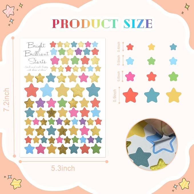 Student Reward Stickers, Valentine's Day Packaging Stickers, Teacher Supplies, 3680 Motivational Stickers, Gold Foil Star Stickers, Gold Foil Heart Stickers (Color Variant - 3)