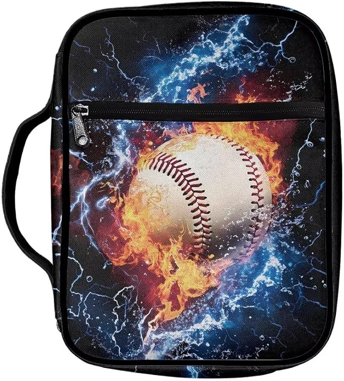 Coldinair Burning Baseball Bible Case for Boys Bible Covers Bible Cover for Men,Bible Bag Bible Covers for Girls,Bible Carrying Case for Women,Bible Holder Case Kids Bible Cover,Bible Carrier Bag