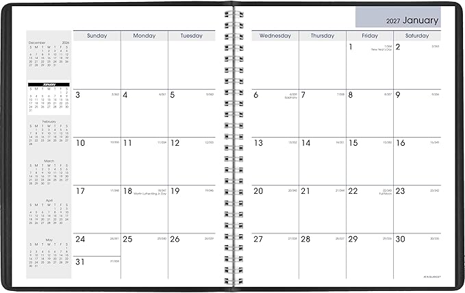 AT-A-GLANCE 2027 Planner, Monthly, 7" x 8.75", Unruled Daily Blocks, DayMinder, Black (G4000027)