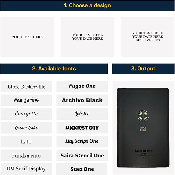 Personalized NRSV Sacraments of Initiation Edition Bible Faux Leather Medium Print Size | Custom with Name, Date or Text | Gift for Catholic and Religious Celebrations | Black
