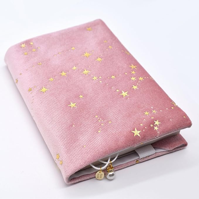 BLBMH Velvet A6 Book Cover 4x6 | Handmade Non-Stretch Fabric Sleeve with Bookmark | Washable Soft Protector for Paperback Bible Journal | Gift for Women - Velvet Pink