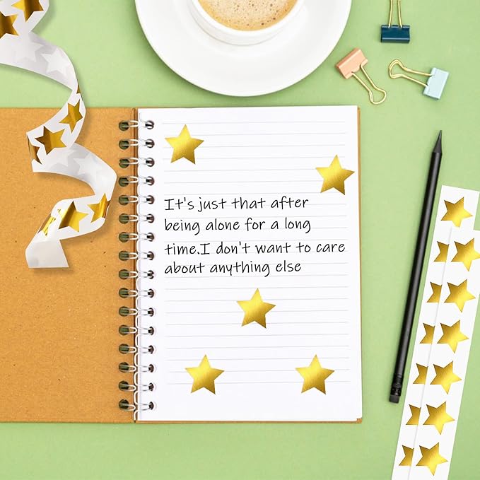 SANNIX Gold Star Stickers,1.5 Inch Gold Star Stickers for Kids Reward Metallic Foil Labels 500Pcs Stars Sticker for DIY Crafts Classroom Teachers