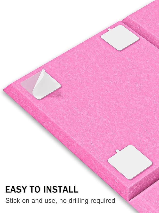 Hsurbtra Large Cork Board for Wall 36 x 24 Inch, 6 Pack Felt Bulletin Notice Board with Pushpins for Office Home School Farmhouse Wall Decor, Pink