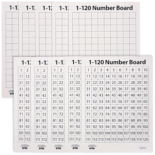 LEARNING ADVANTAGE Dry Erase Boards - Numbers 1-120 - Set of 10