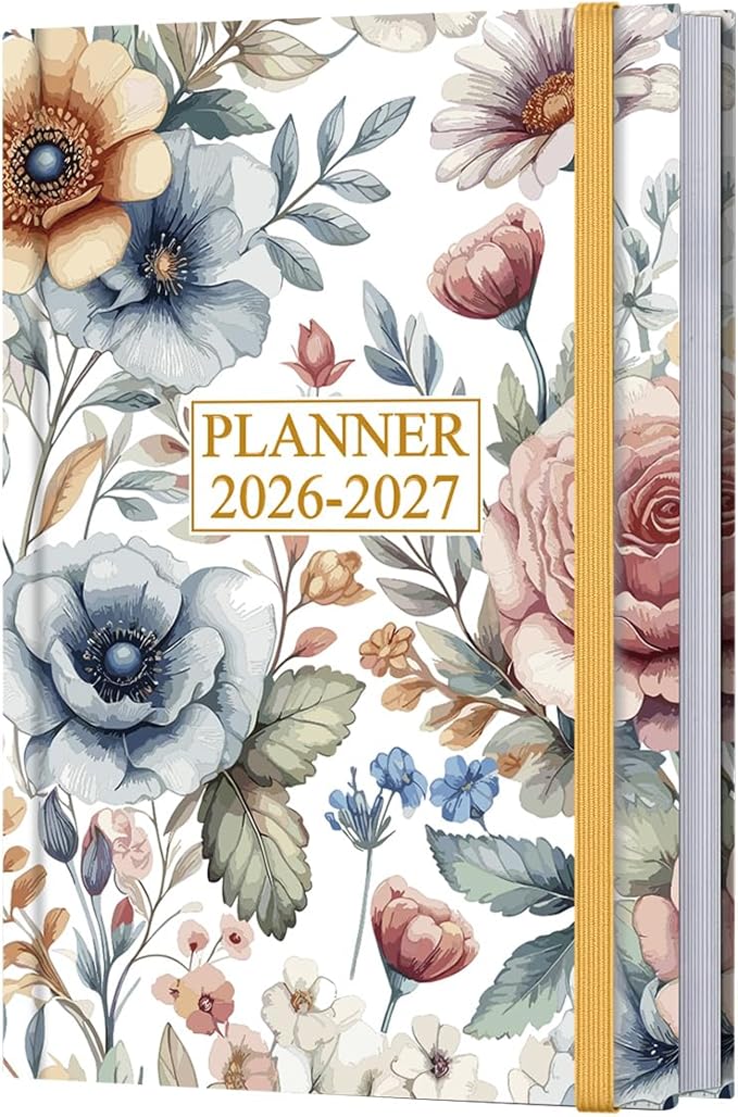 Planner 2026-2027 - 5.8" × 8.3" Weekly & Monthly Planner from July 2026 to June 2027, Large Planners 2026-2027 with Perfect Organizer, Hardcover, Inner Pocket, Colorful Large Flower