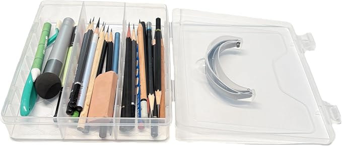 4-Pack PP Plastic Pencil Boxes with Handles, For storage of office supplies, art pencils, stationery, and small parts.