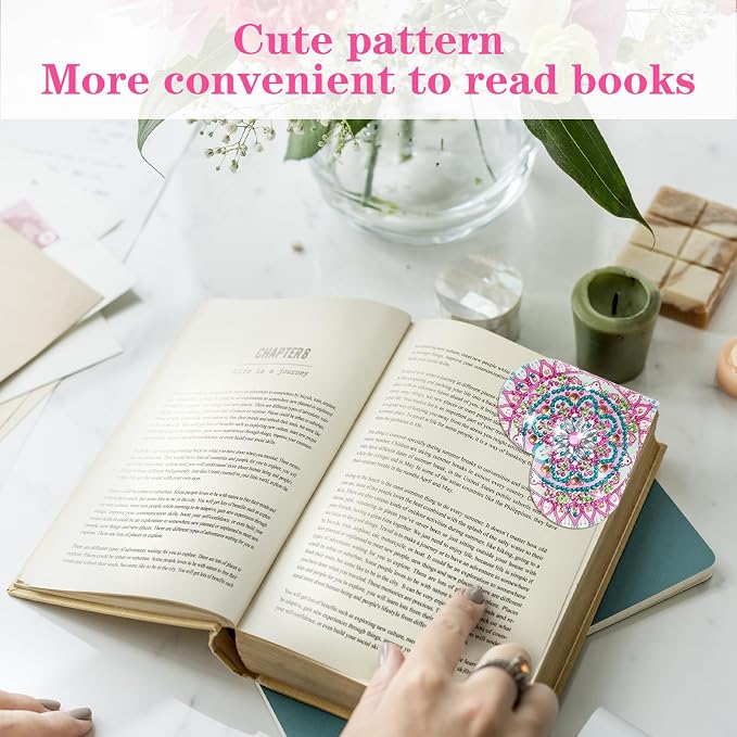 6 PCS Heart Diamond Painting Bookmarks, DIY Diamond Art Kits for Adults, Book Corner Protecting Bookmark Craft Set, Gift for Book Lovers (Heart Pattern)