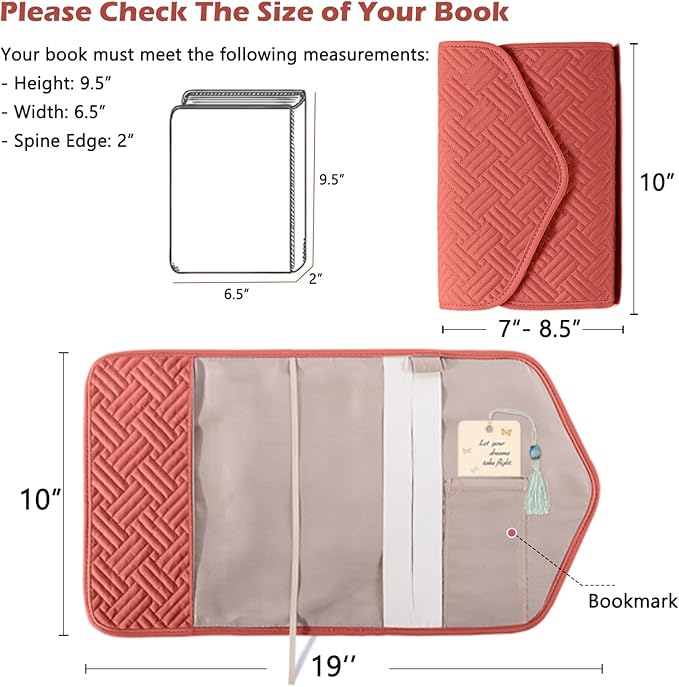 APLUFINE Reusable Book Cover with Magnet Closure - Adjustable Book Sleeve for Book Lovers Gift - Book Protector for Paperback -Book Covers for Hardcover - Book Pouch - Book Carrier