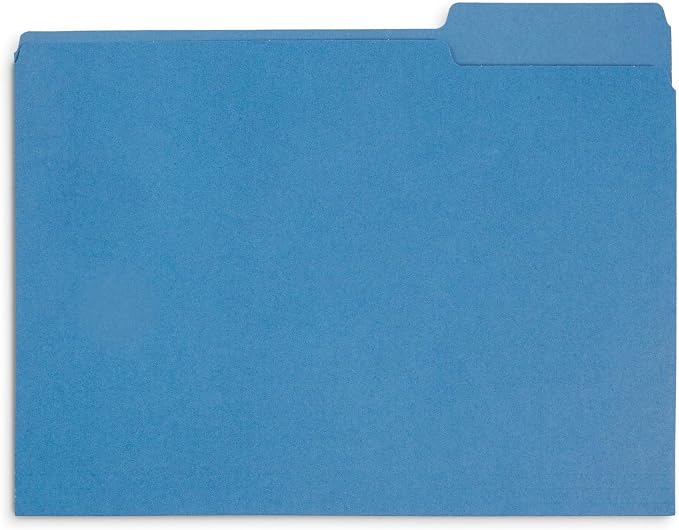 Blue Summit Supplies Blue File Folders - Letter Size, 1/3 Cut Tabs, Durable 11pt Paper, Uncoated Blue Paper, Colorful Folders for Office & Home Organization