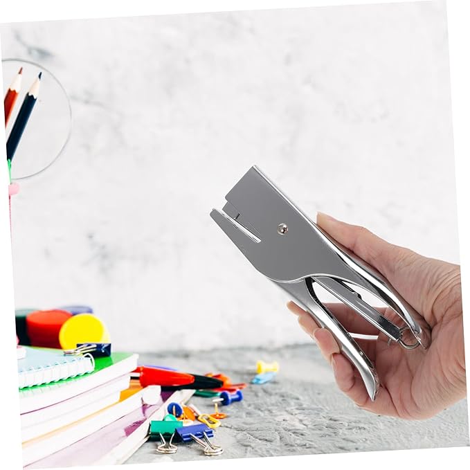 Stapless Stapler Hand Grip Heavy Duty Plier Stapler Metal for Desk Book Sewer No-jam Effortless to Use for Office School Warehouse
