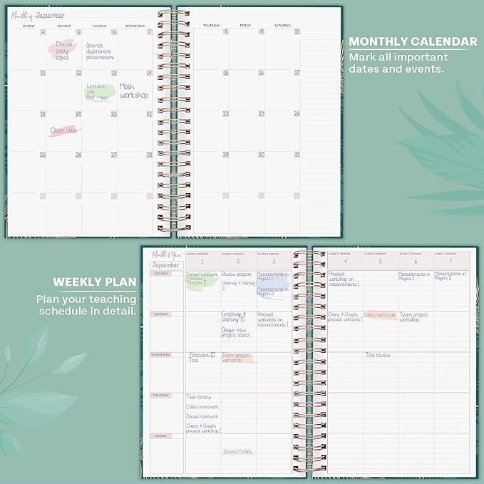 PLANBERRY Teacher Planner – Undated School Year Plan Book for Teachers with Calendars & Lesson Plans – Planner for Classroom Organization & Homeschool – 8”x10.5” Hardcover (Calypso Teal)