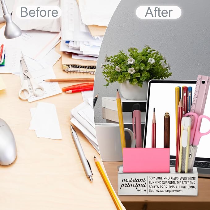 YODOCAMP Thank You Stainless Steel Pencil Holder for Assistant Principal, Appreciation Gift for Assistant Principal, Uplifting Desk Organizer for School Admin, Desktop Decor for School Office TZC175