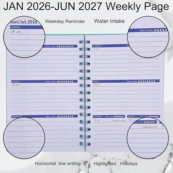 Planner 2026-2027,Weekly Monthly Planners 2026-2027,18 Monthly Planner from January 2026 to June 2027,Thick Paper,5.6"x 8.2",Daily Planners Notebook Green