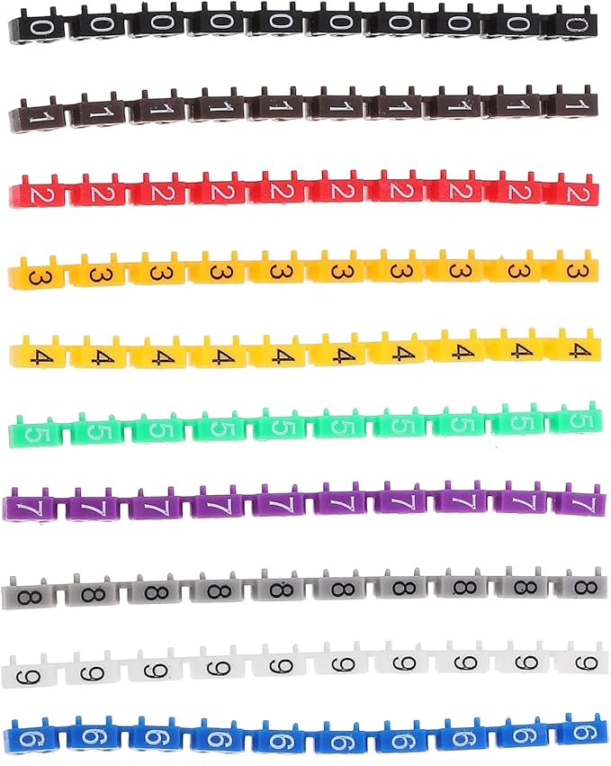 Labels Cable Labels 150 Pcs Electrical Sticker Wire Number Label Multicolor Cable Markers Labeler Electric 0- Tie Clip-on Self- Adhesive Electric(0.60x0.40x0.30cm)