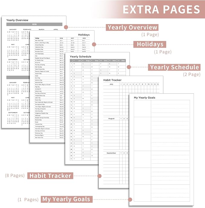 AHGXG Pocket Calendar 2026-2027, July 2026 - June 2027, Academic Planner, Weekly and Monthly, Small Size for Purse, Hardcover, 12-Month Tabs, for Women, School, 3.9"X 6.7" (Rose Gold)