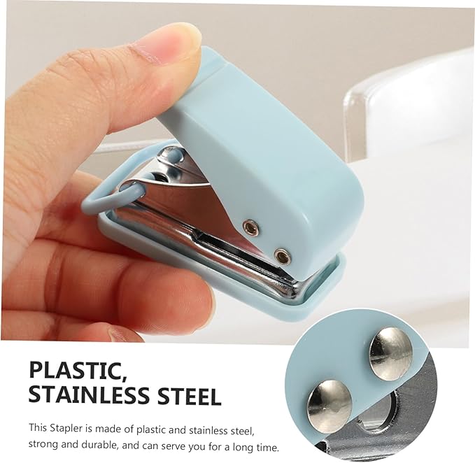 Tofficu Portable Stapler with Unique Design Compact Office Supply for Home School Daily Use Lightweight Mini Stapler Blue Adults
