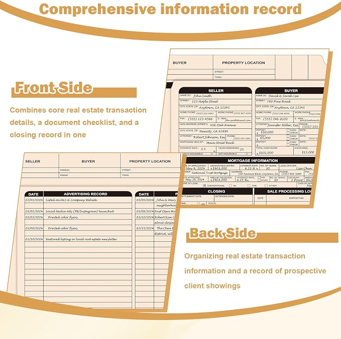 25 Sheets Legal Size Manila Real Estate Listing Folder Real Estate Transaction File Folders with Color-Coded Dots Right Panel List Estate Planning Document Folder Realtor Supplies for Organizing