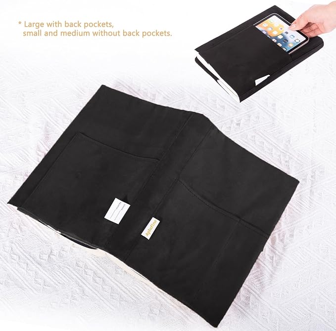 APLUFINE Velvet Book Cover for Paperbacks, Reusable Fabric Book Cover with Pockets, Adjustable Book Protector for Softcover Books, Journals & Bibles