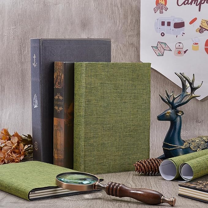 CRASPIRE 51 x 11.8 Linen Book Cloth Olive Books Binding Fabric Surface Paper Backed Bookcover Densely Woven Cloth Album Scrapbooking Archival Covering Protector Bookcloth Bookbinding Supplies