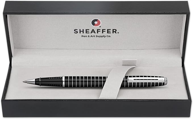 Sheaffer Prelude Black Lacquer w/Horizontal Line Engraving Rollerball Pen
