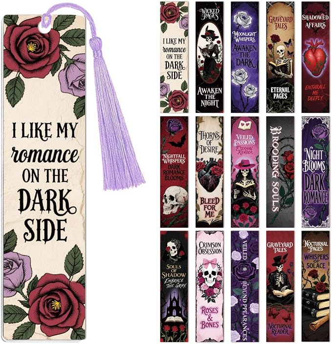 Peacoblue 30pcs UV DTF Bookmarks Transfer Stickers Wraps Dark Gothic for Women Men Reading, Waterproof Bookmarkers Decal(No Blank Bookmarks) for Acrylic Plastic Metal Blank Bookmark
