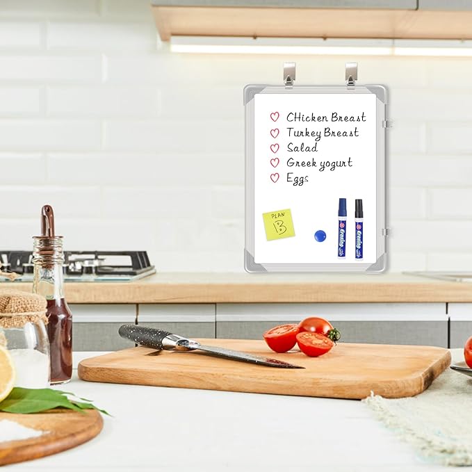 Message White Board 20" x 14"(50cm x 35cm) Small Dry Erase Magnetic Calendar for Wall Portable with for Kids Drawing Teaching Memo Handwriting