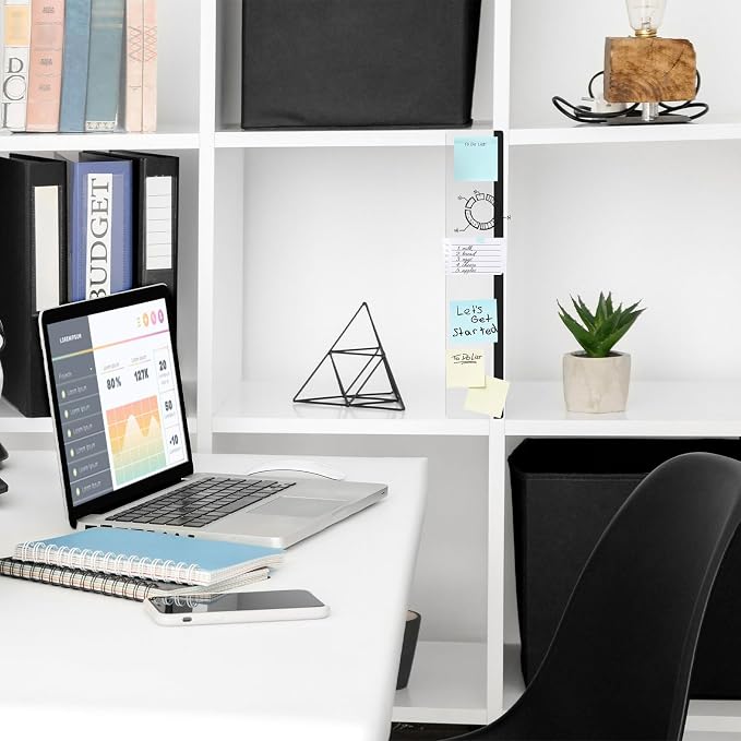 DOLLAR BOSS 15.7" x 3.1" Monitor Memo Board, 1 Pc Clear Acrylic Office Desk Accessories Computer Screen Side Note Holder Transparent Message Board for Sticky Notes Reminders & Memos, Fits PC & Laptop