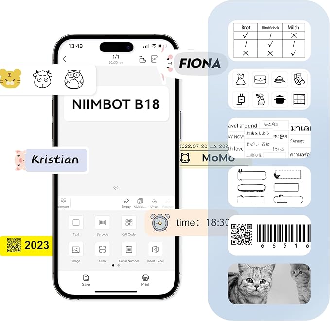 NIIMBOT Thermal Transfer Labels 0.55''x1.18'', Only for B18 Label Maker, PET Material, Waterproof and High-Temperature Resistance, Long Storage Time, Hologram Yellow(14x30mm-190)