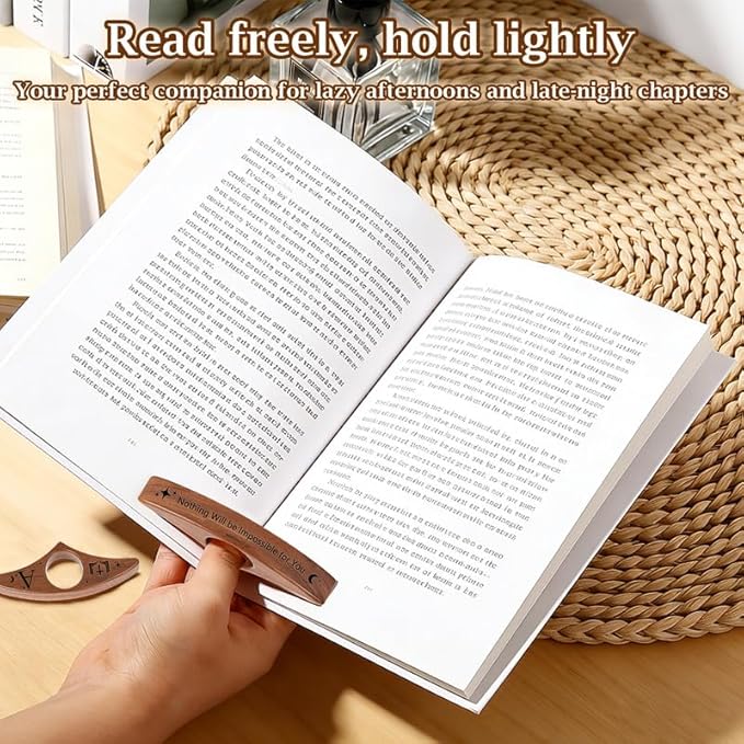 Personalized Wooden Thumb Book Page Holder Engraved with 26 Letters Initials Reading Bookmark Gift for Book Lovers, Readers, Women, Men, Teachers Christmas, Birthday(Black Walnut Wood-C, I)
