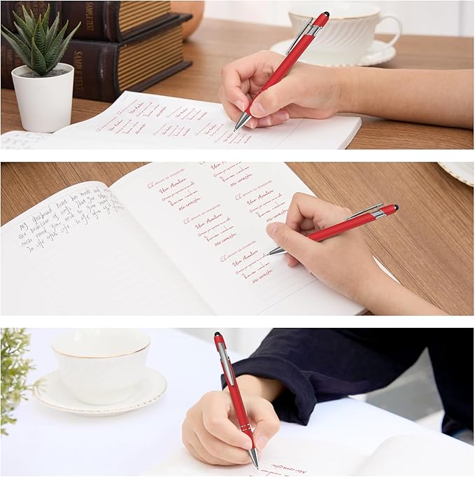 Actsun Red Gel Ink Pens, 12 Pcs, Fine Point, Smooth Writing, with Stylus Tips, 0.7 Mm, Office Desk Accessories, Motivational