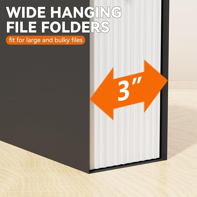 Legal Size Hanging File Folders Extra Capacity,12 Pack Plastic 3" Expansion Hang Folder with Tabs,Hanging File Organizer for File Frame/File Box,Reinforced Black Legal Folder for Filing Cabinet