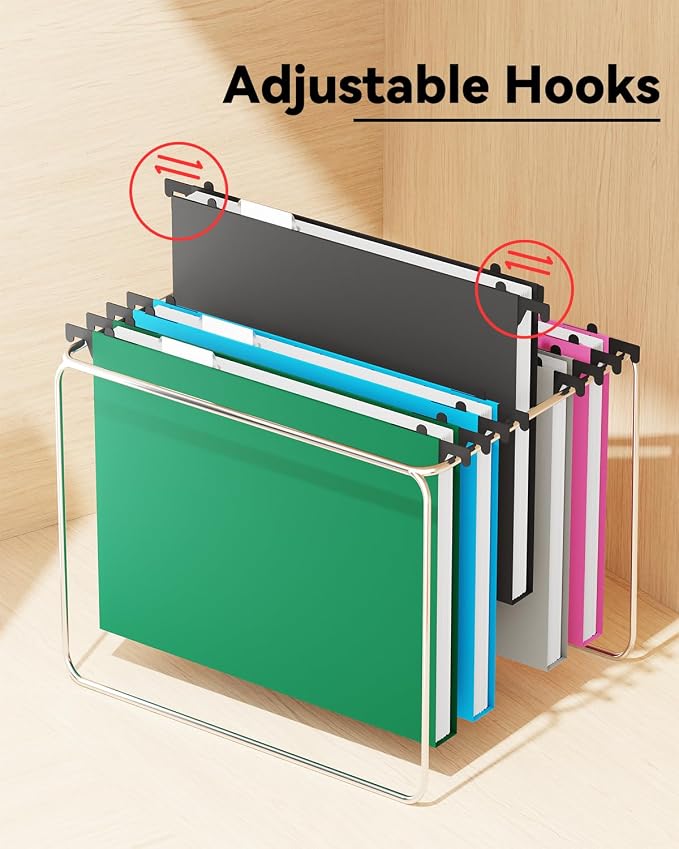 Ansook Letter Size Hanging File Folders,12 Pack Extra Capacity File Folders Hanging with Tabs,Heavy Duty 1 Inch Expandable File Folder Organizer,Plastic Filing Cabinet Folders for Office Home School