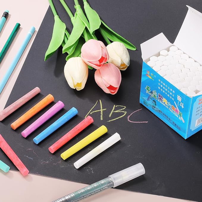 PATIKIL 48 PCS Chalkboard Chalk, Dustless Chalk Small Bulk Colored Thin for Chalkboard Blackboard Teacher Classroom Adults Indoor Home Office Supplies, Green