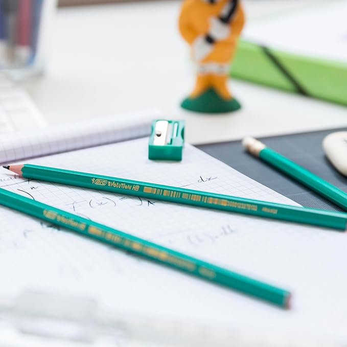 BIC Ecolutions Evolution 655 HB Pencil with Eraser (Pack of 12), Green
