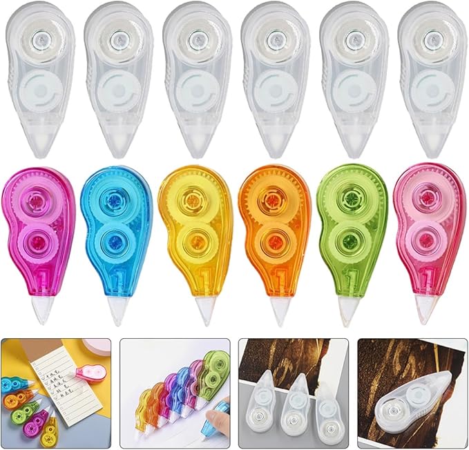 12pcs Correction Tape Set Adhesive Correction Tape 12m Large Capacity Portable School Stationery for Students and Office Use