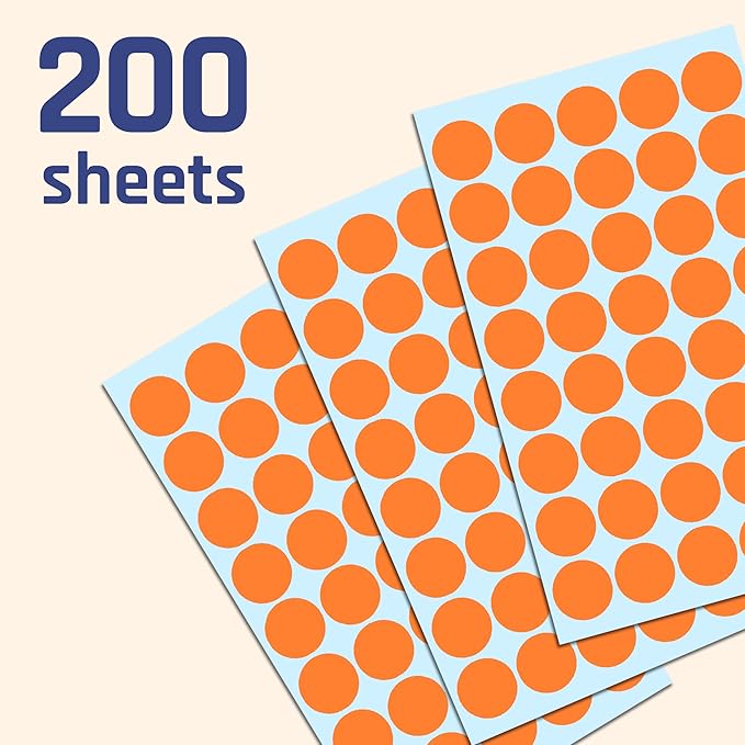 8000 Pack, 3/4" Round Dot Stickers Circle Labels - Orange