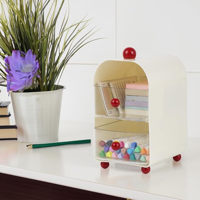 ZEXALOR Small Desk Organizer with Drawers for Makeup Nightstand Dresser Vanity Accessories,Tea Bag Holder, Tea Organizers and Storage, Mini Cute Countertop Storage,Office,Kitchen,Plastic