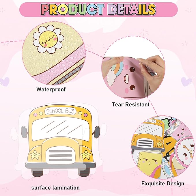Composition Notebook Bulletin Board This is Our Happy Place Classroom Decor Welcome Back to School Party Decoration Notebook Book Bag Pencils Cutouts for First Day of School Craft Classroom Wall Decor