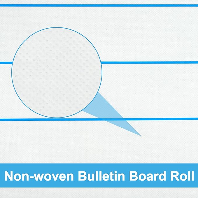 Lined Bulletin Board Roll 15.7in x 36ft Reusable Waterproof Non-Woven Fabric Background Fade Resistant Erasable Blue Lined Classroom Bulletin Board Decor for School Office Arts Crafts Home Wall Decor