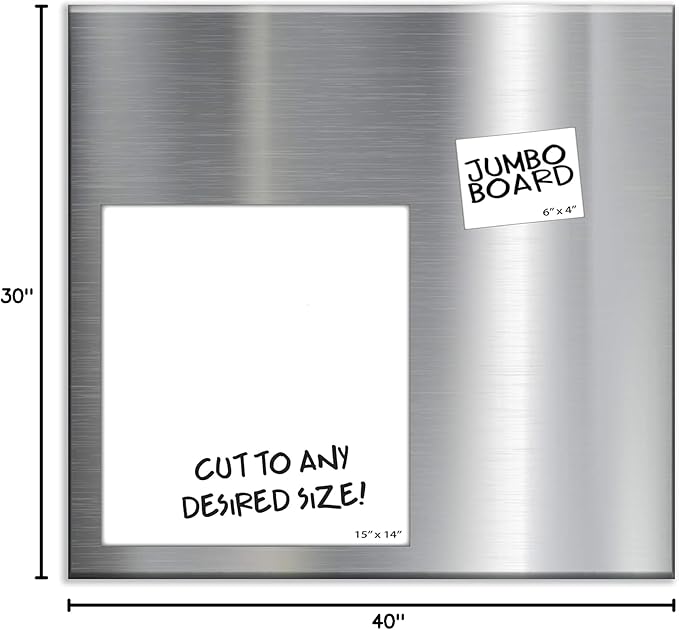 Essentially Yours Magnet and Message Board | Super Jumbo 30 x 40 x 0.7 Inch Magnet and Message Board | Mountable Steel Bulletin Board (Silver)