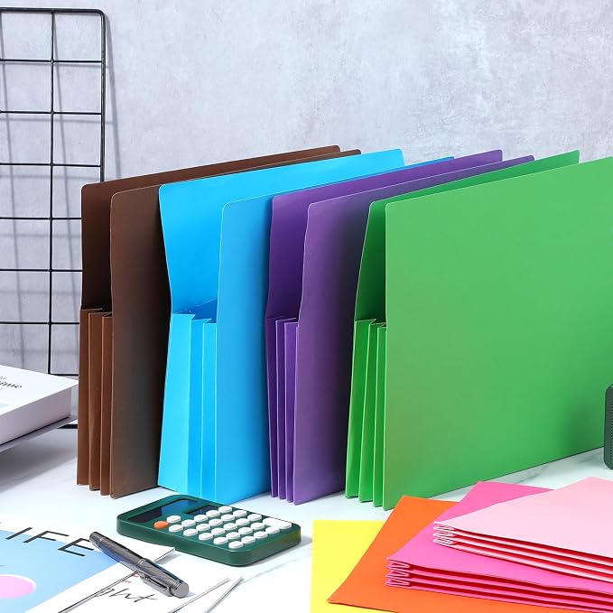 8 Pcs Expanding File Pockets, Letter Size, Accordion File Folders, 4.7 Inch Expandable Pockets, Assorted Colors