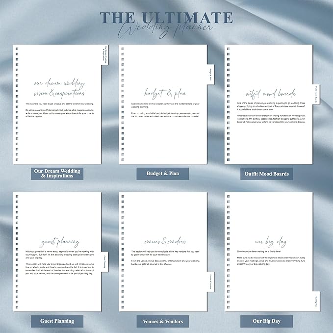 Bride Squad Wedding Planner Book and Organizer | Bridal Wedding Planner Book with Countdown Calendar & Checklists | A Thoughtful Engagement Gifts for Couples, Blue Floral
