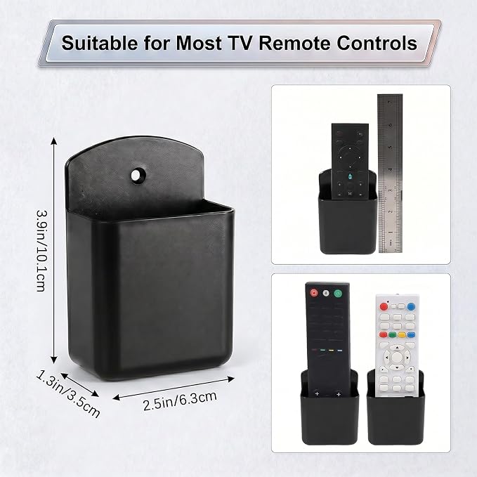 2 PCS Remote Control Holder Wall Mount, TV Air Conditioner Remote Control Holder, Self Adhesive Pen Holder Organizers and Accessories for Home Office School, Black