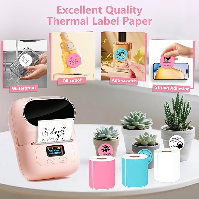 M110 Thermal Labels- 1.96" Colorful Round Label Sticker for Phomemo M120/M220/241BT for MUNBYN130B/RW402B Label Maker Printer,480 Pcs Waterproof Label Paper for Logo,Name,Price,Barcode