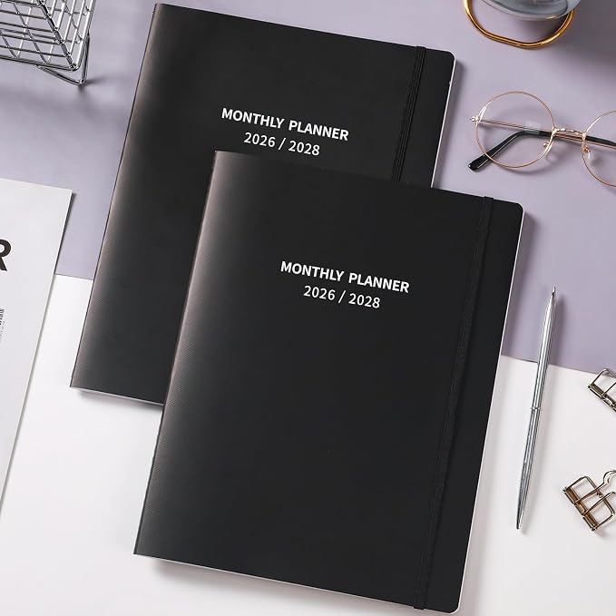 2026-2028 Monthly Planner/Calendar - 2 Year Calendar 2026-2028, Jul. 2026 - Jun. 2028, 9'' × 11'', 24 Months Planner with Embossed Cover, Inner Pocket, Premium Paper, Elastic Closure